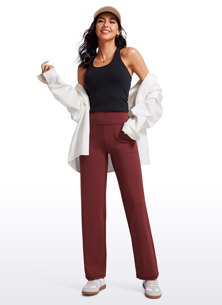 CRZ YOGA Women's Butterluxe High Rise Wide Leg Pants with Pockets 31'' French Navy