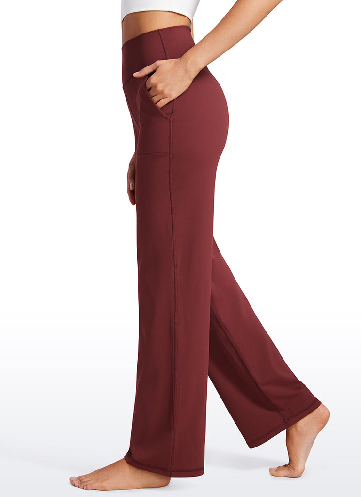 CRZ YOGA Women's Butterluxe High Rise Wide Leg Pants with Pockets 31'' Noctilucence Red