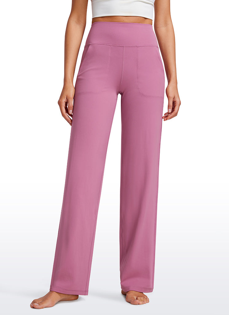 CRZ YOGA Women's Butterluxe High Rise Wide Leg Pants with Pockets 31'' Noctilucence Red
