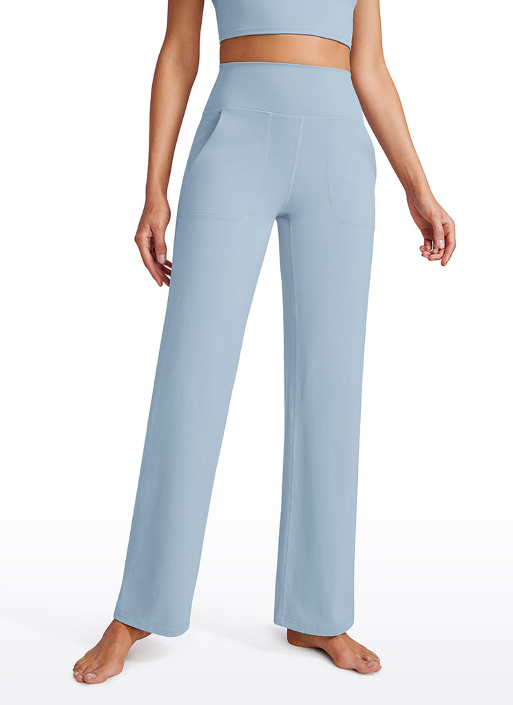 CRZ YOGA Women's Butterluxe High Rise Wide Leg Pants with Pockets 31'' Cambric Blue