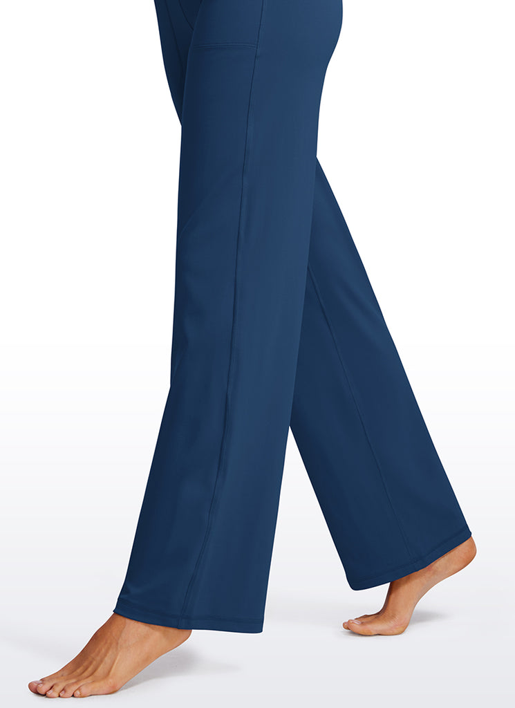 CRZ YOGA Women's Butterluxe High Rise Wide Leg Pants with Pockets 31'' French Navy