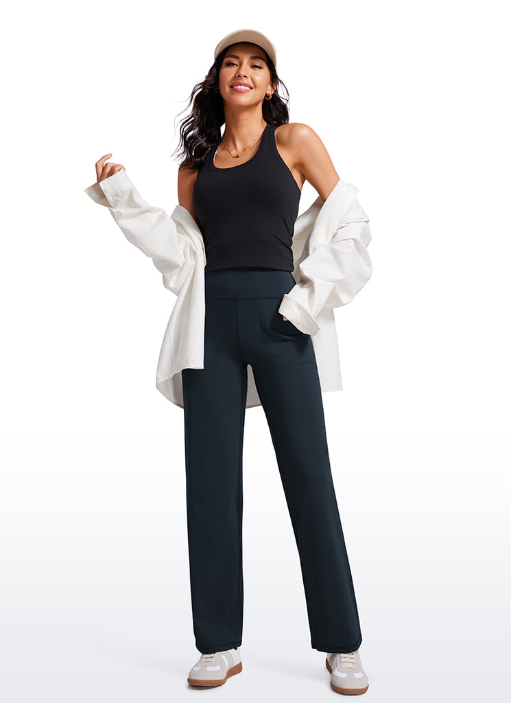 CRZ YOGA Women's Butterluxe High Rise Wide Leg Pants with Pockets 31'' Black