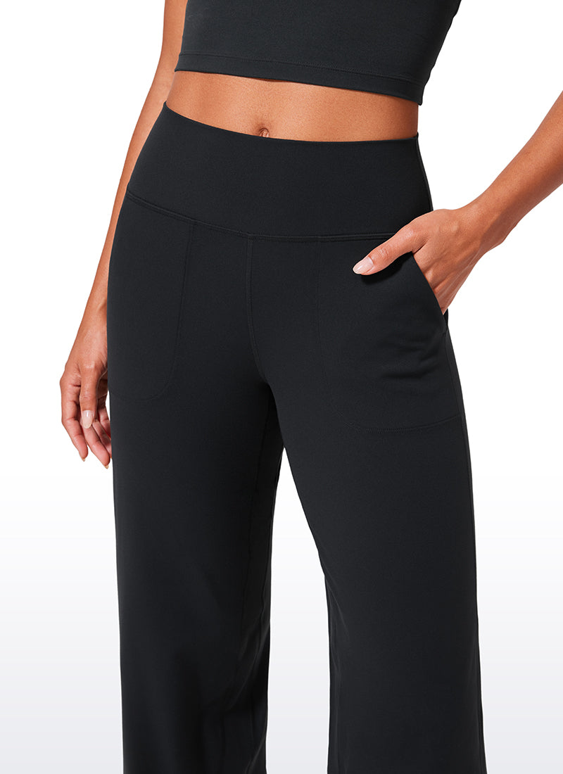 CRZ YOGA לנשים מכנסיים רחבים מותן גבוה Butterlift עם כיסים שחור