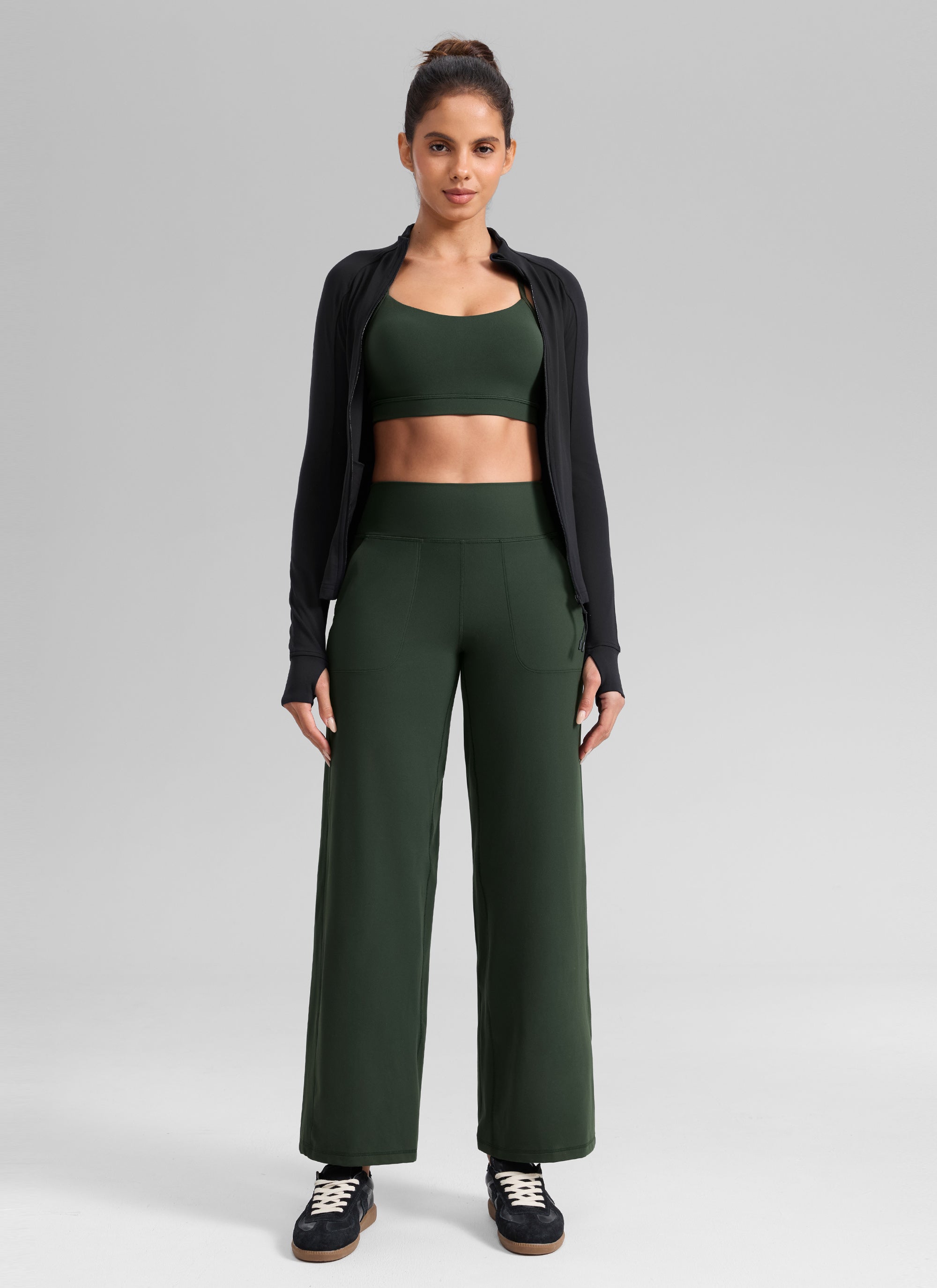 CRZ YOGA Women's Butterlift High Waisted Wide Leg Pants with Pockets True Navy
