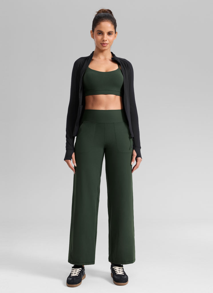 CRZ YOGA Women's Butterlift High Waisted Wide Leg Pants with Pockets True Navy