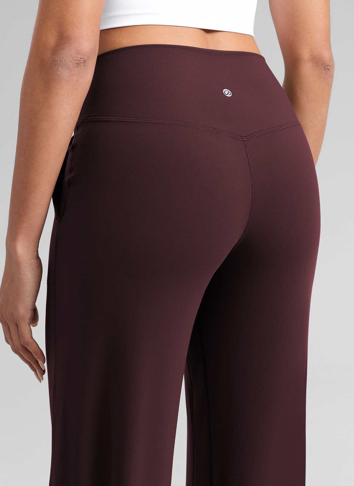 CRZ YOGA Women's Butterlift High Waisted Wide Leg Pants with Pockets Ripe Plum
