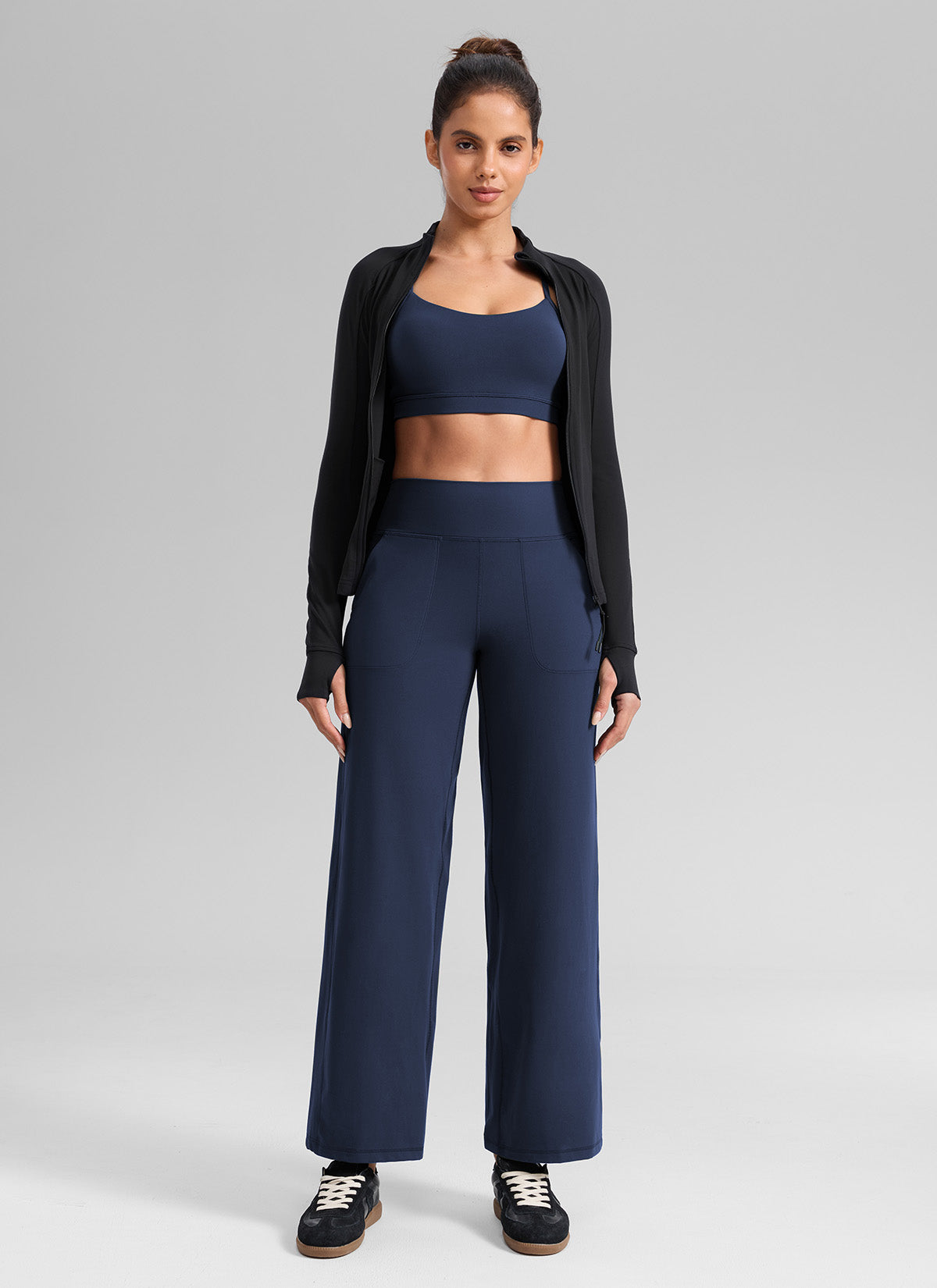 CRZ YOGA Women's Butterlift High Waisted Wide Leg Pants with Pockets Club Blue