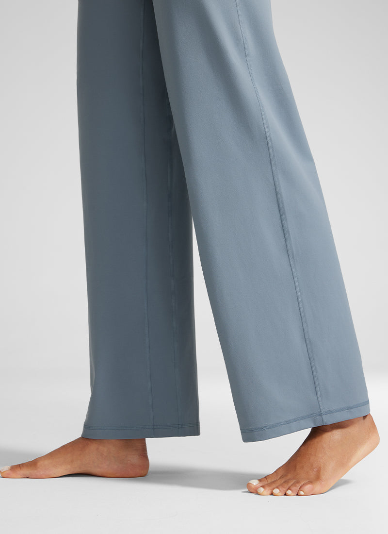 CRZ YOGA Women's Butterlift High Waisted Wide Leg Pants with Pockets Belgian Blue