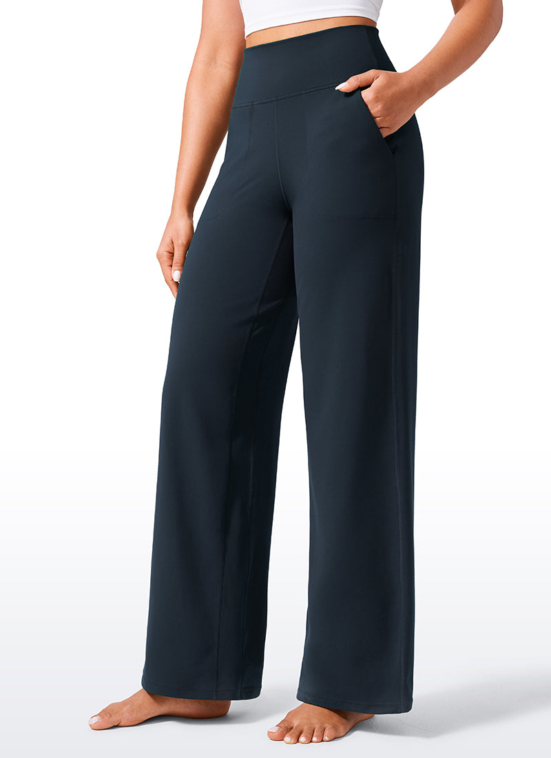 CRZ YOGA Women's Butterlift High Waisted Wide Leg Pants with Pockets True Navy