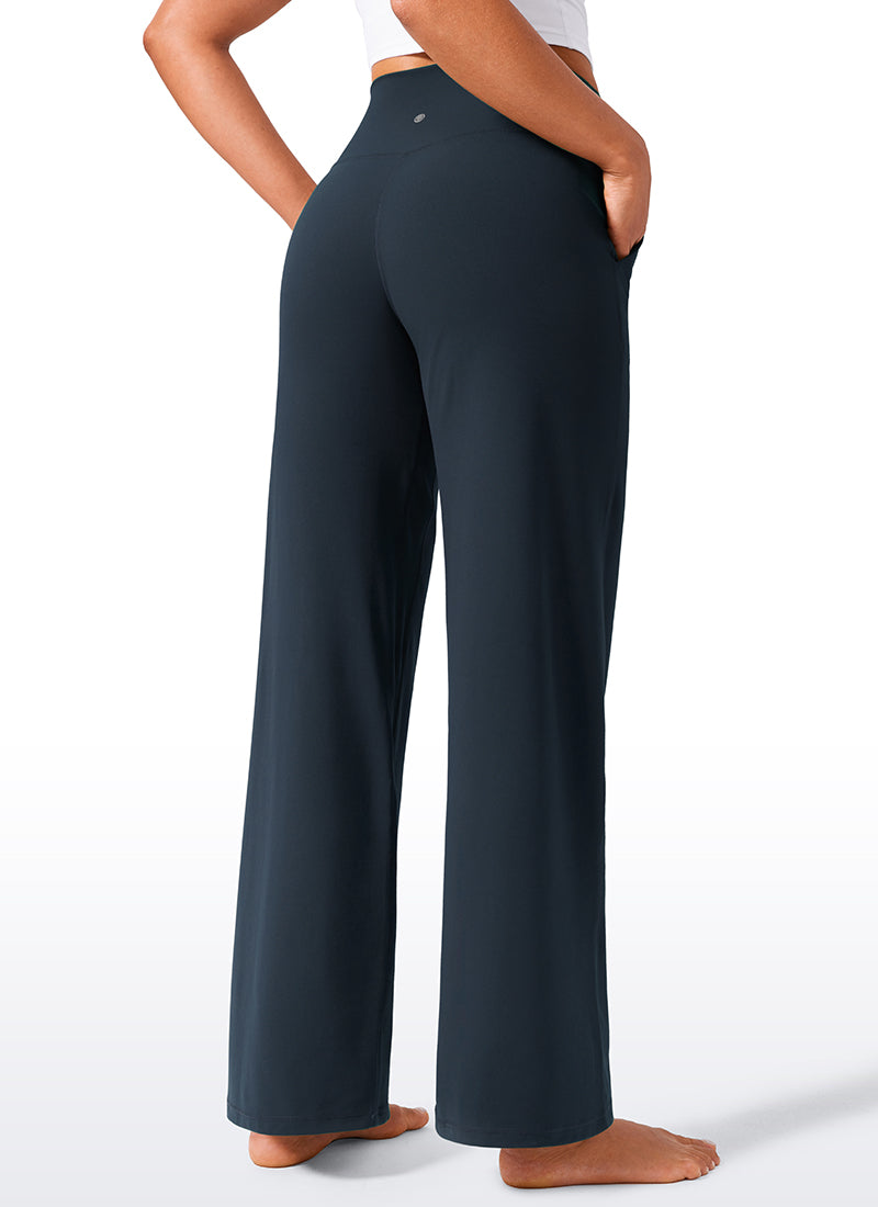 CRZ YOGA Women's Butterlift High Waisted Wide Leg Pants with Pockets True Navy
