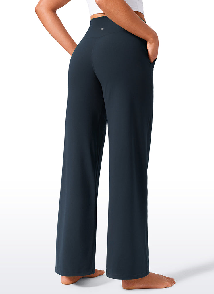 CRZ YOGA Women's Butterlift High Waisted Wide Leg Pants with Pockets Black