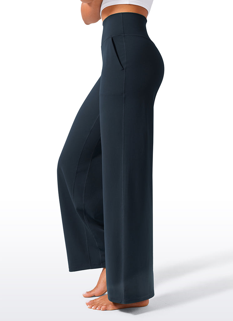 CRZ YOGA Women's Butterlift High Waisted Wide Leg Pants with Pockets True Navy