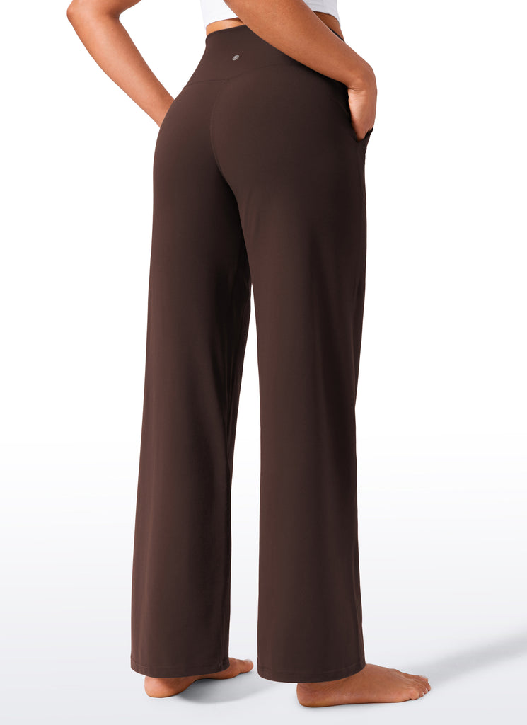 CRZ YOGA Women's Butterlift High Waisted Wide Leg Pants with Pockets Olive Green