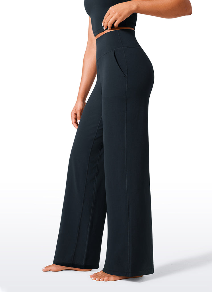 CRZ YOGA Women's Butterlift High Waisted Wide Leg Pants with Pockets 33" Hot Fudge Brown