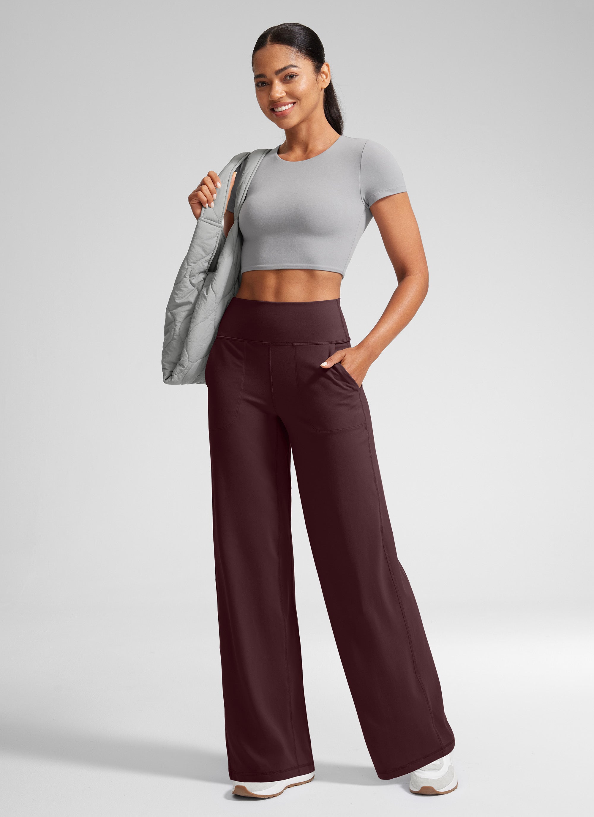 CRZ YOGA Women's Butterlift High Waisted Wide Leg Pants with Pockets 33