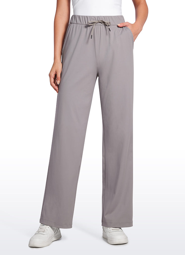 CRZ YOGA Women Stretch Straight Wide Leg Casual Pockets Pants 30.5” Universe Blue