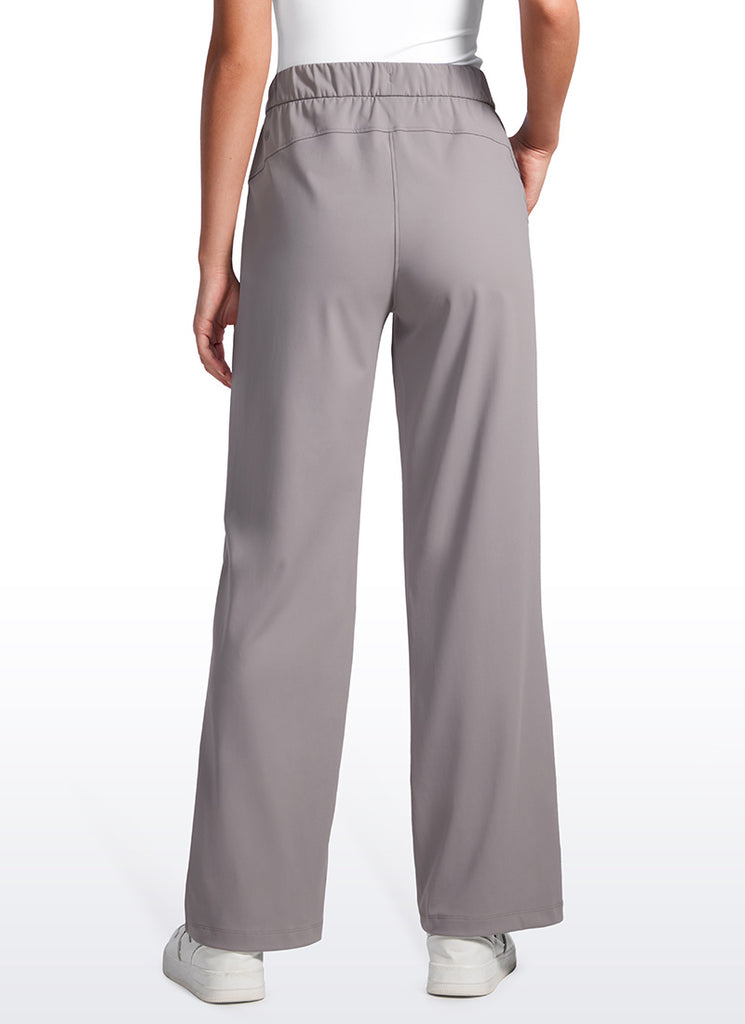 CRZ YOGA Women Stretch Straight Wide Leg Casual Pockets Pants 30.5” Dark Chrome