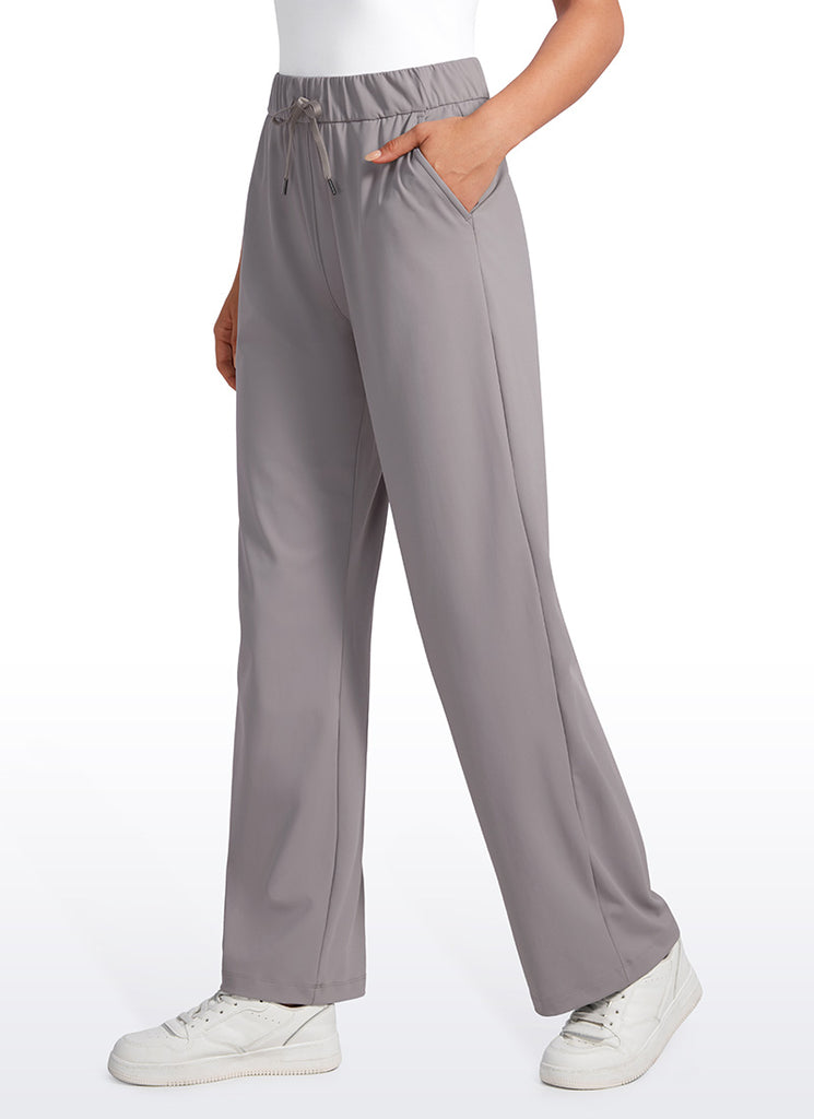 CRZ YOGA Women Stretch Straight Wide Leg Casual Pockets Pants 30.5” Dark Chrome