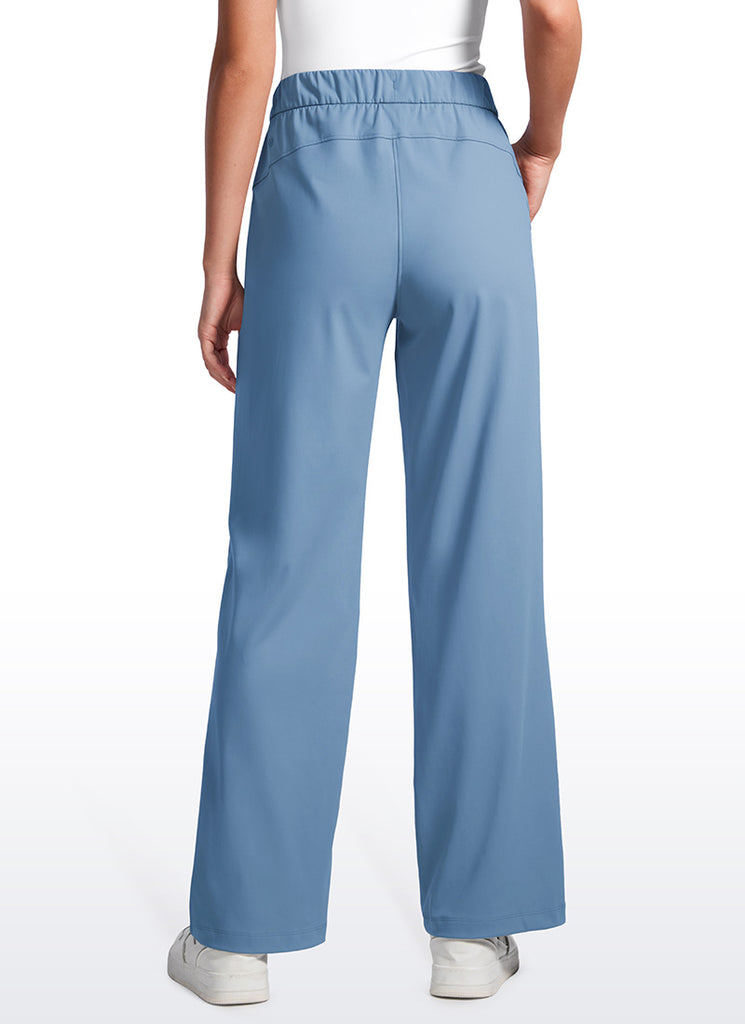CRZ YOGA Women Stretch Straight Wide Leg Casual Pockets Pants 30.5” Universe Blue