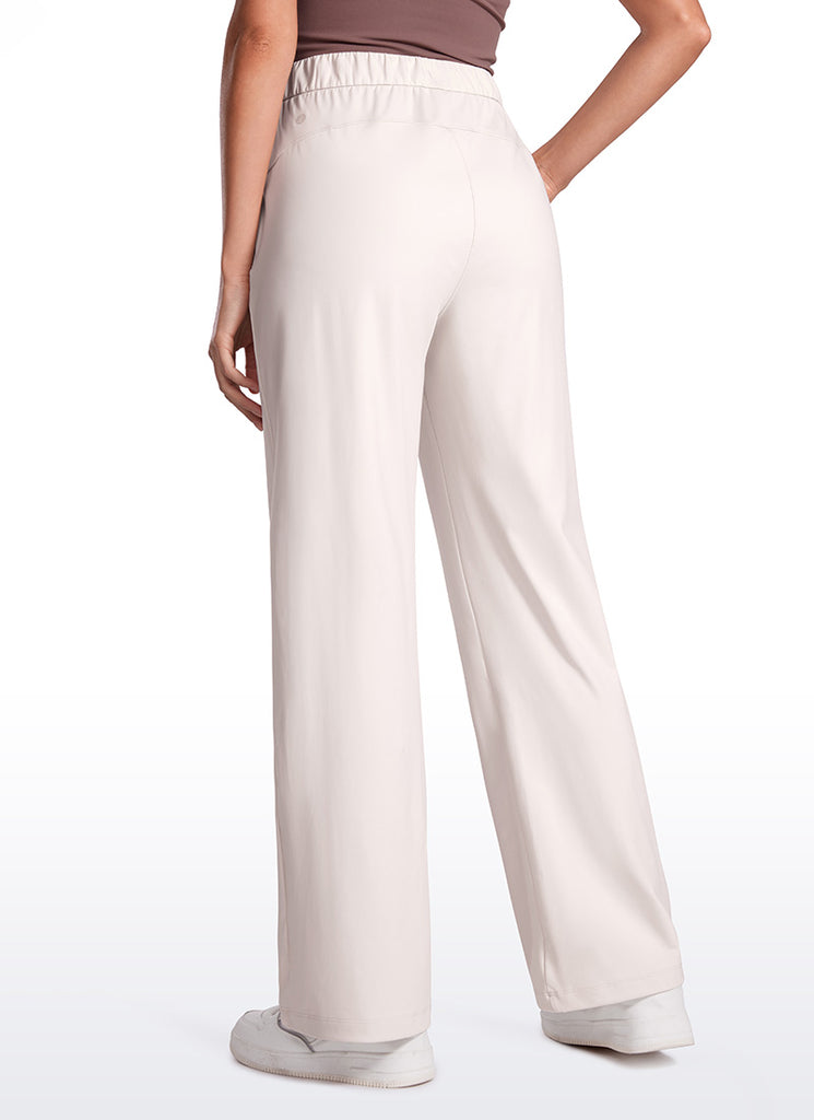 CRZ YOGA Women Stretch Straight Wide Leg Casual Pockets Pants 30.5” Dark Chrome