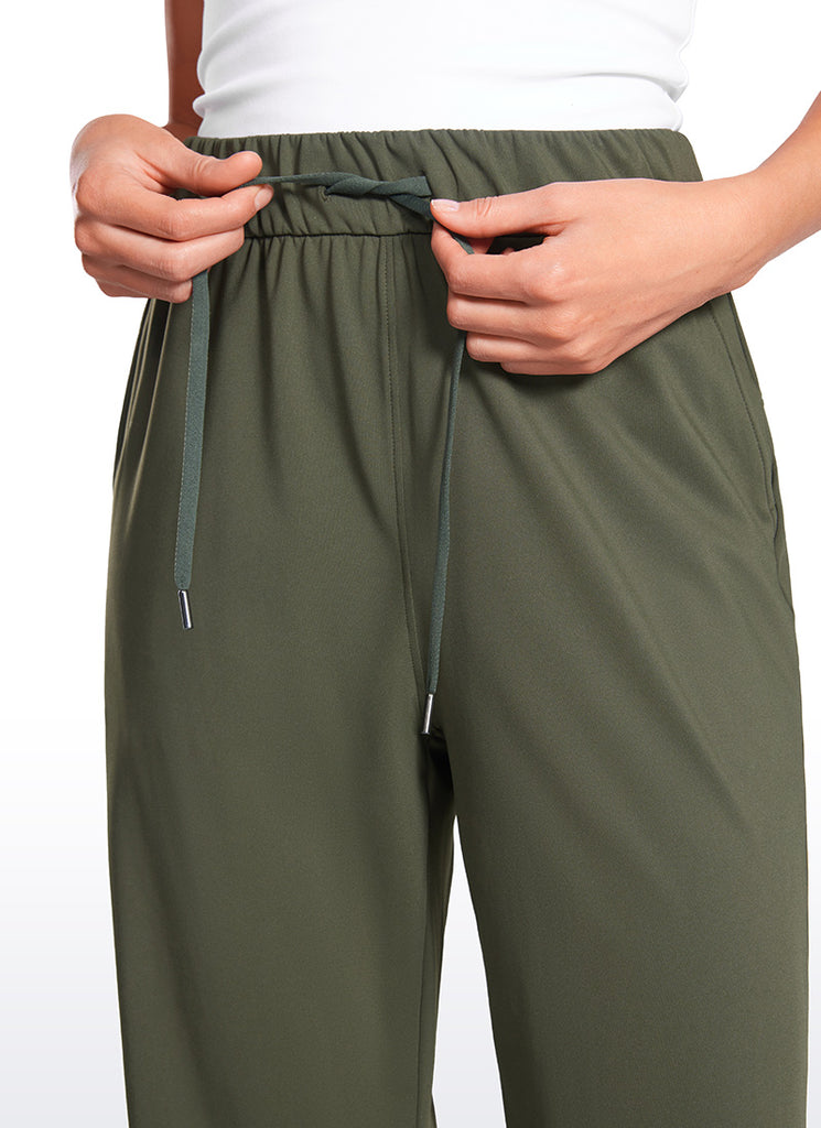 CRZ YOGA Women Stretch Straight Wide Leg Casual Pockets Pants 30.5” Milky White