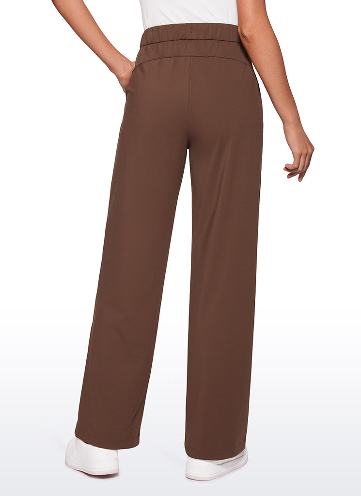 CRZ YOGA Women Stretch Straight Wide Leg Casual Pockets Pants 30.5” Olive Green