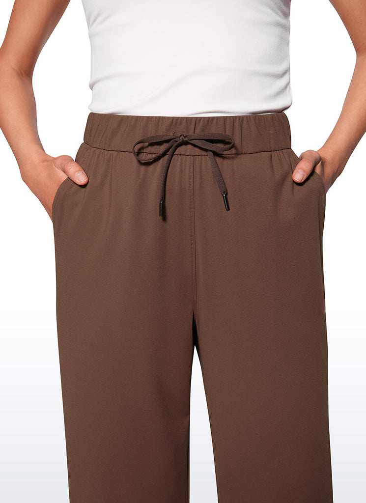 CRZ YOGA Women Stretch Straight Wide Leg Casual Pockets Pants 30.5” Olive Green