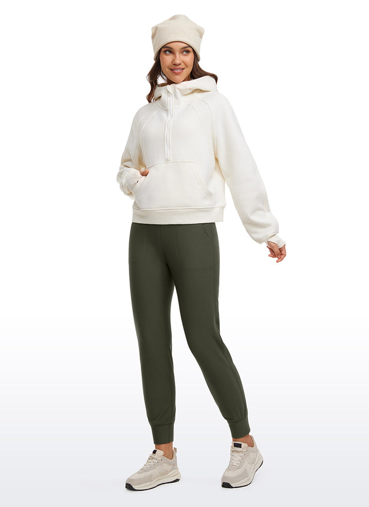 CRZ YOGA Womens Fleece Lined Soft Workout Joggers with Pockets 27.5" Olive Green