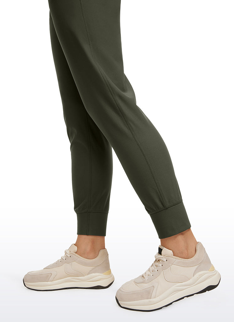 CRZ YOGA Womens Fleece Lined Soft Workout Joggers with Pockets 27.5" Olive Green