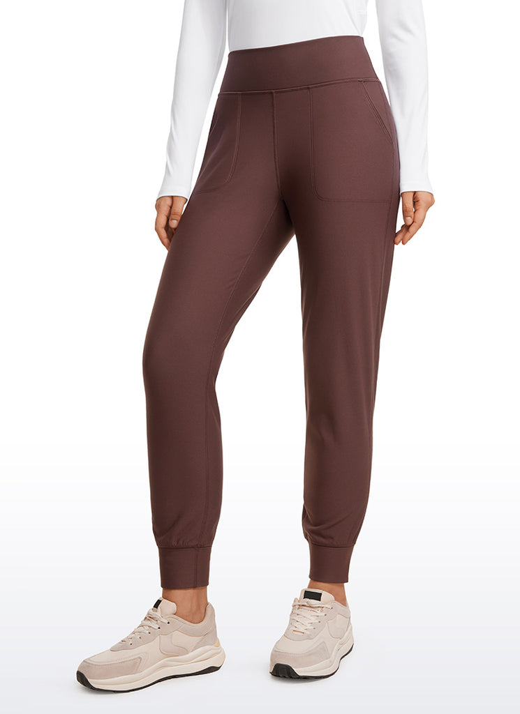 CRZ YOGA Womens Fleece Lined Soft Workout Joggers with Pockets 27.5" Taupe