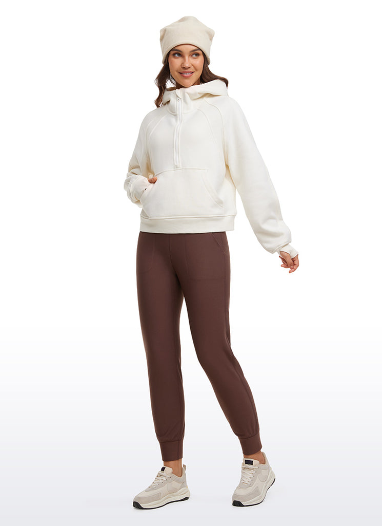 CRZ YOGA Womens Fleece Lined Soft Workout Joggers with Pockets 27.5" Taupe