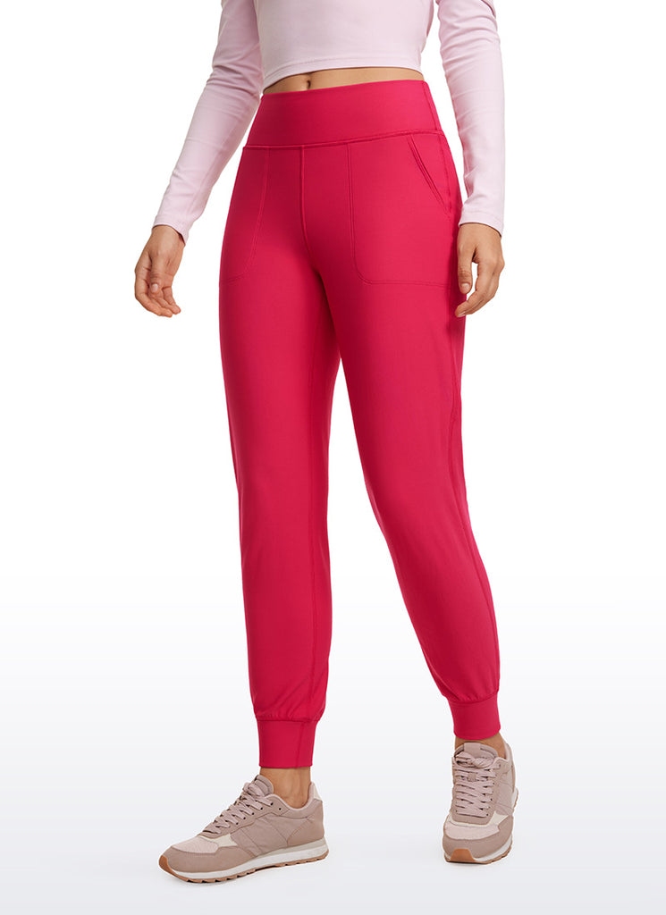 CRZ YOGA Womens Fleece Lined Soft Workout Joggers with Pockets 27.5" Viva Magenta