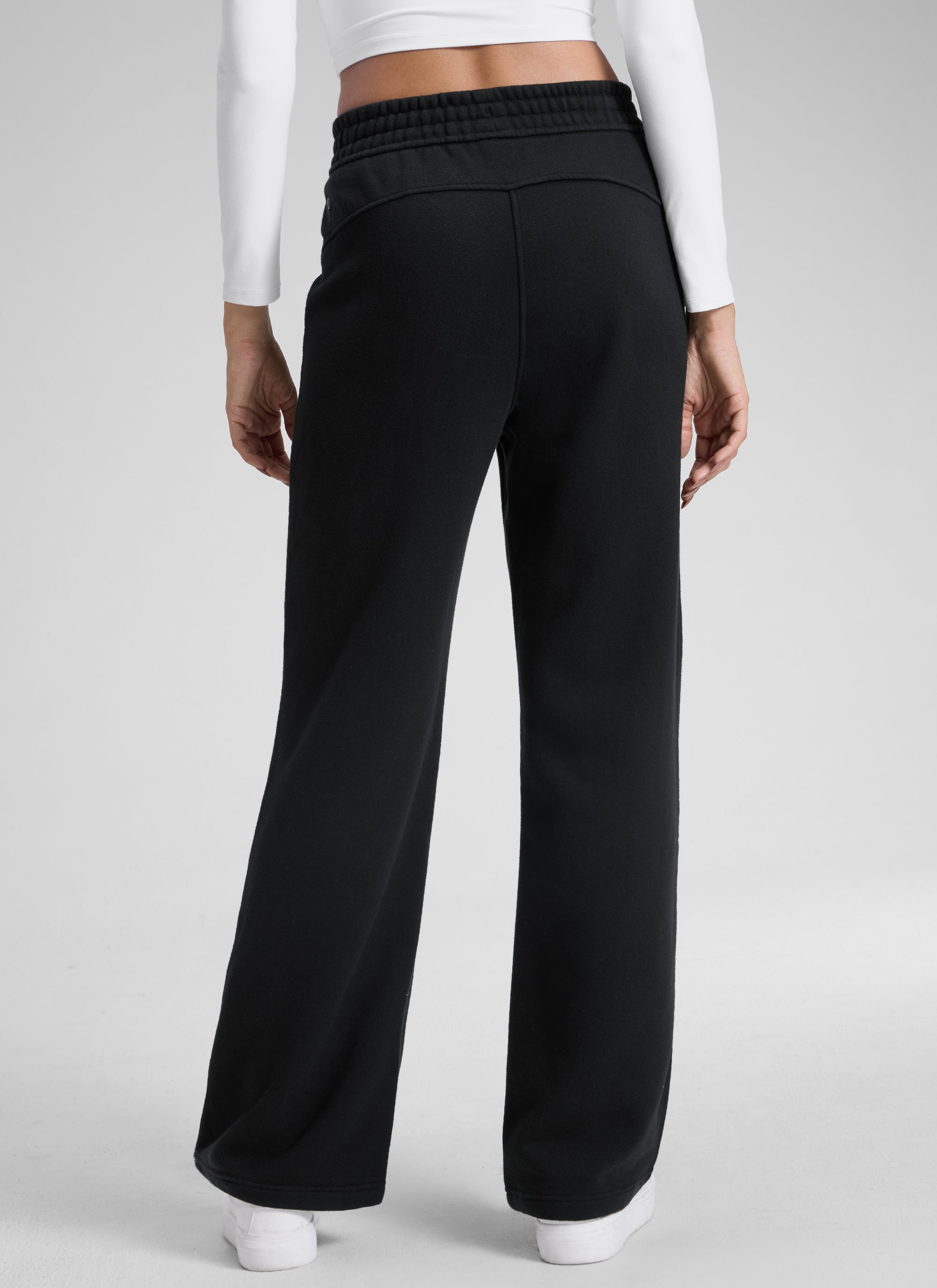 CRZ YOGA Womens Cotton Fleece Lined Straight Leg Lounge Sweatpants30'' Black