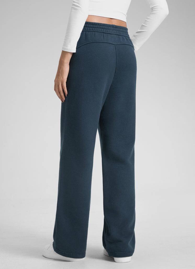 CRZ YOGA Womens Cotton Fleece Lined Straight Leg Lounge Sweatpants30'' Ink Blue