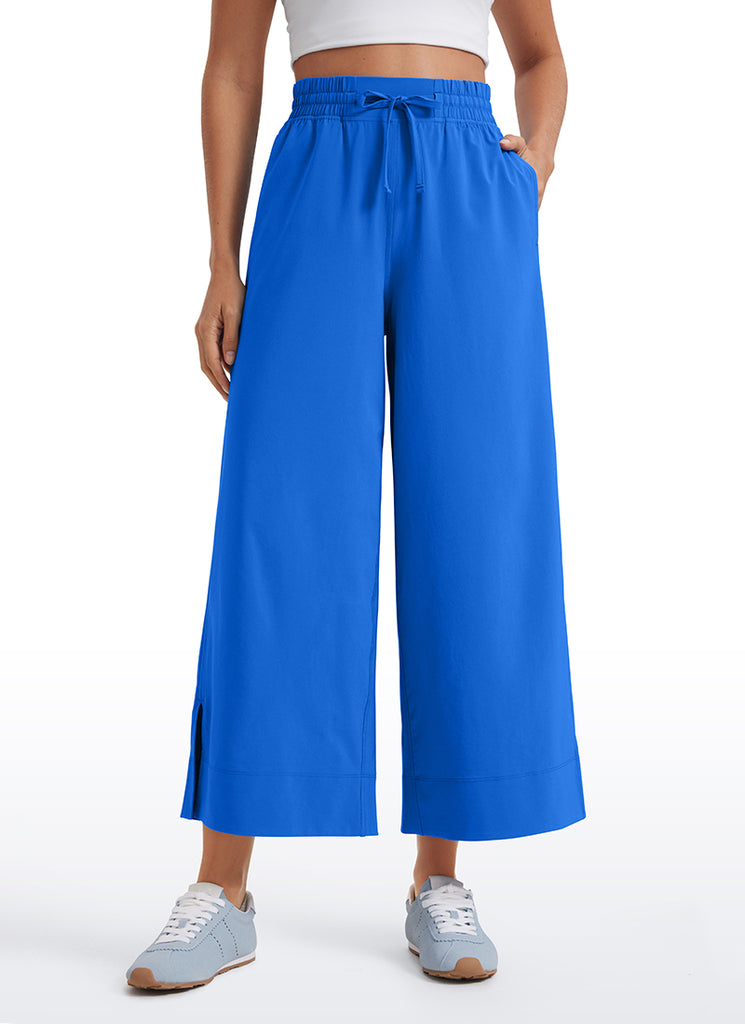 CRZ YOGA Women's  Causal High Waisted Wide Leg Pockets Pants 25'' Red Merlot