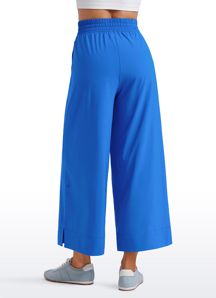 CRZ YOGA Women's  Causal High Waisted Wide Leg Pockets Pants 25'' Red Merlot