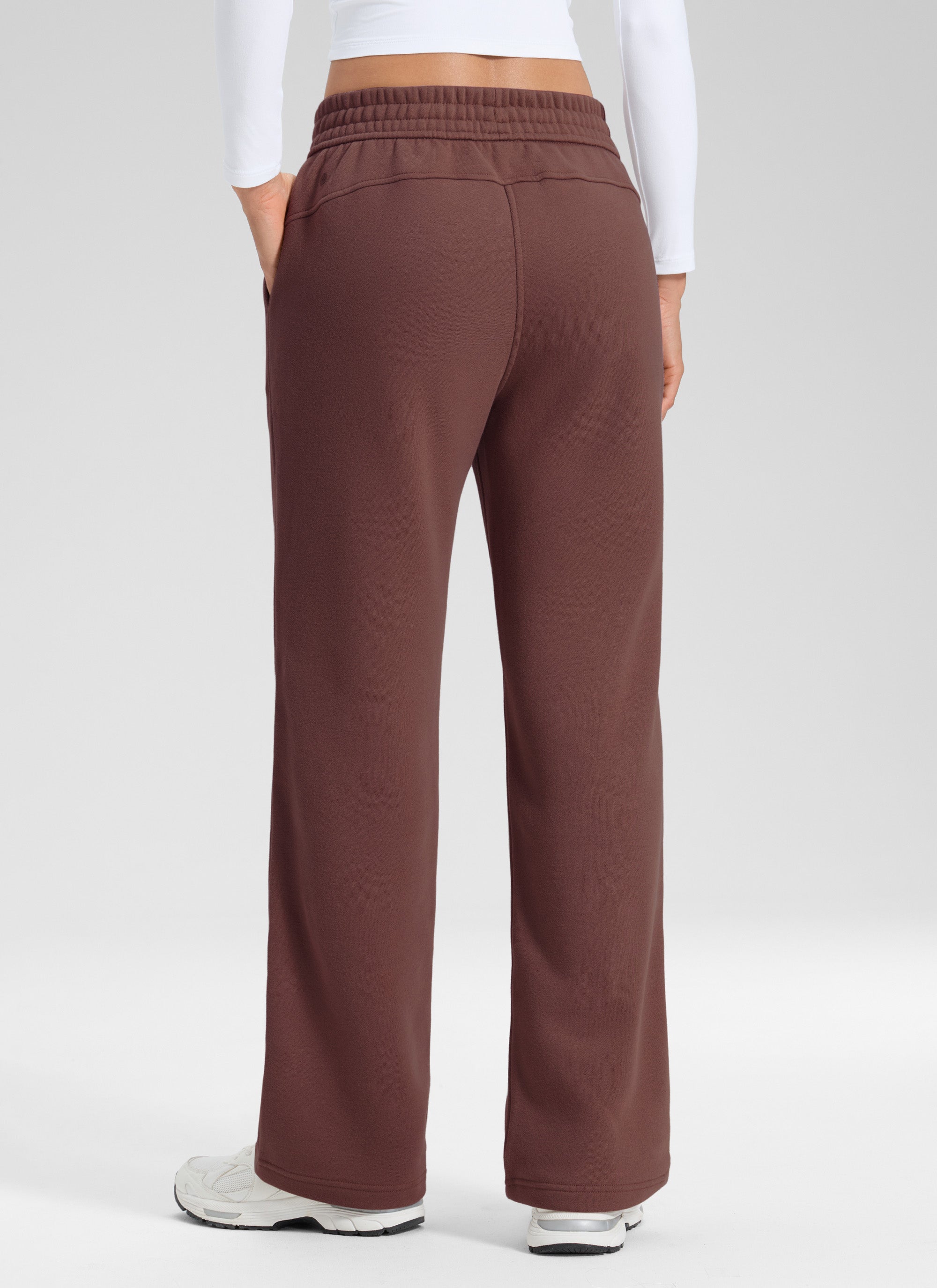 CRZ YOGA Womens Cotton Fleece Lined Straight Leg Lounge Sweatpants30'' Taupe