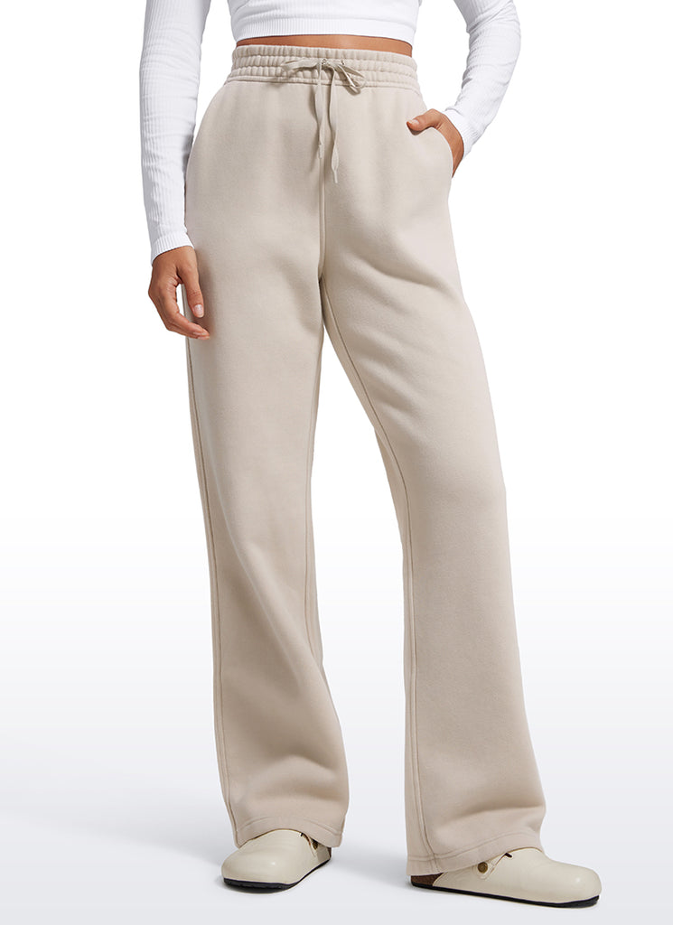 CRZ YOGA Womens Cotton Fleece Lined Straight Leg Lounge Sweatpants30'' Mojave Tan