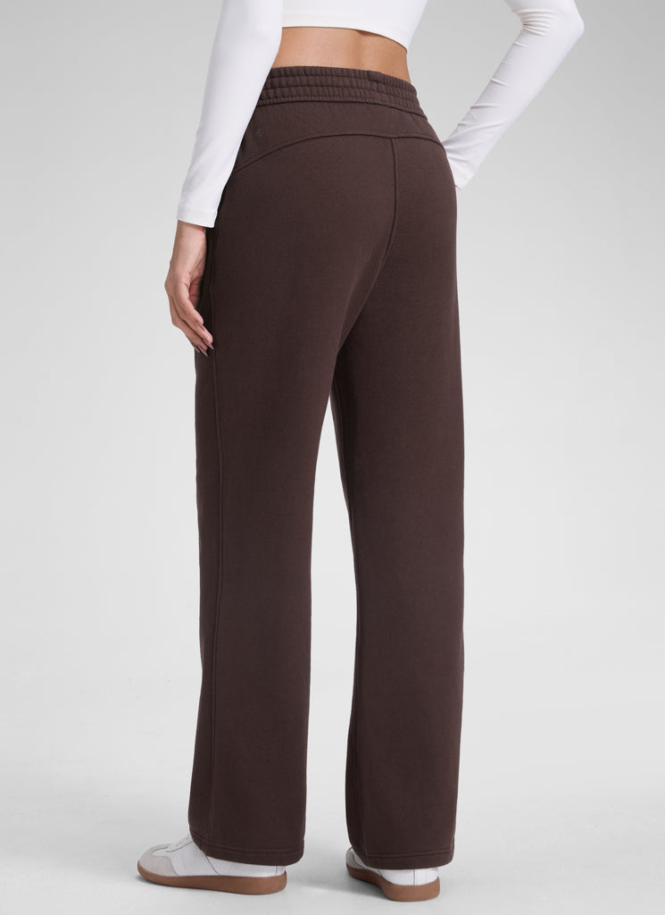 CRZ YOGA Womens Cotton Fleece Lined Straight Leg Lounge Sweatpants30'' Hot Fudge Brown
