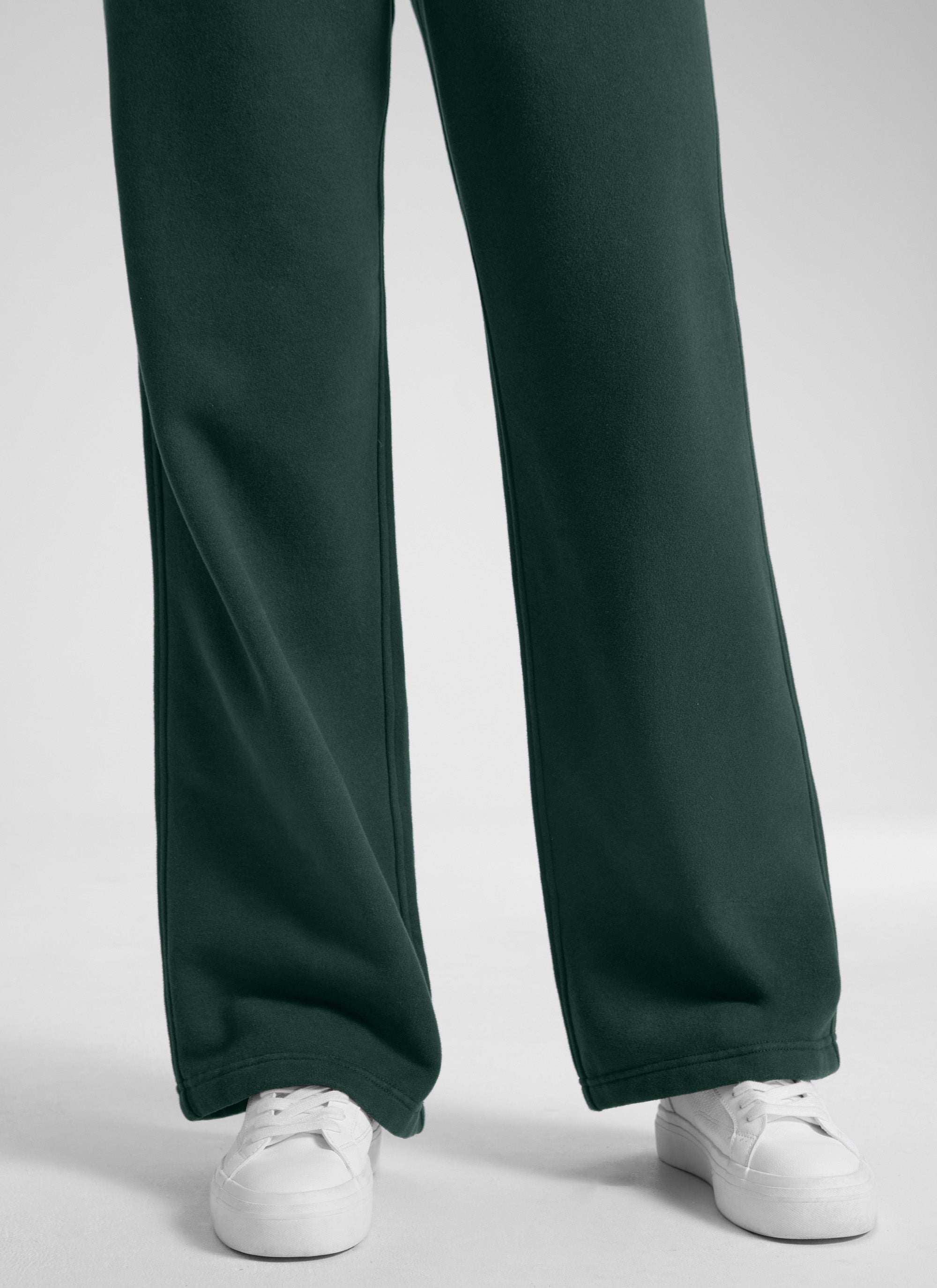 CRZ YOGA Womens Cotton Fleece Lined Straight Leg Lounge Sweatpants30'' Legend Green