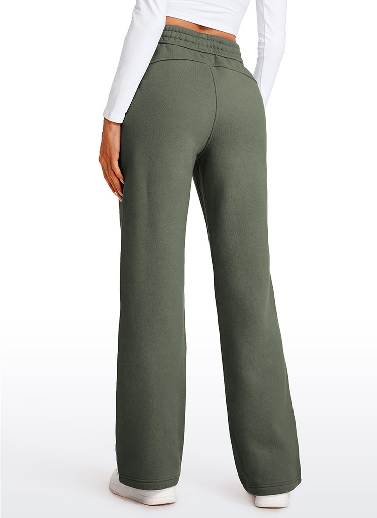 CRZ YOGA Womens Cotton Fleece Lined Straight Leg Lounge Sweatpants30'' Mojave Tan