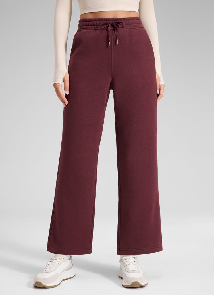 CRZ YOGA Women's Cotton Fleece Lined Casual Straight Leg Pant 28'' Hot Fudge Brown