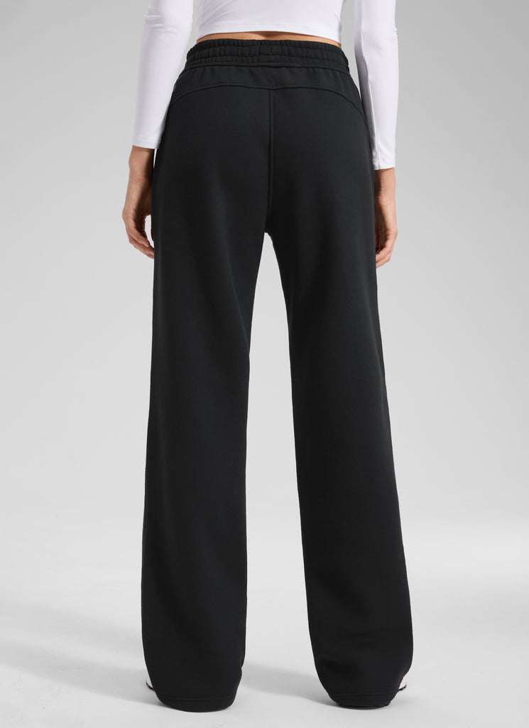 CRZ YOGA Women's Cotton Fleece Lined Casual Straight Leg Pant 32'' Black