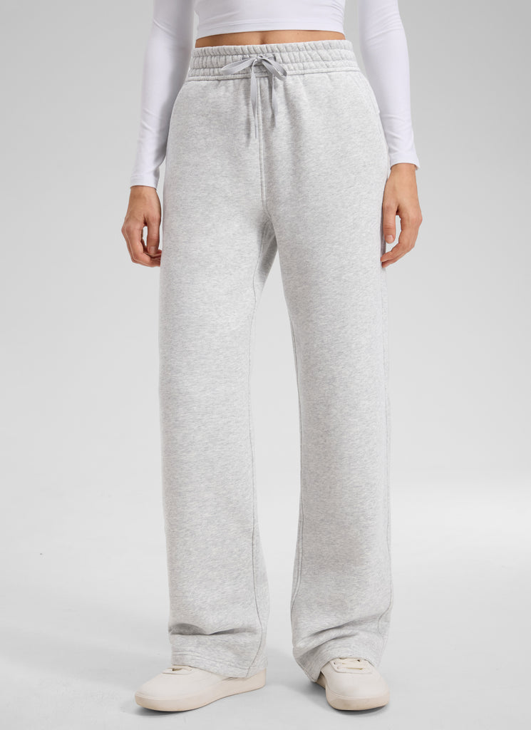 CRZ YOGA Women's Cotton Fleece Lined Casual Straight Leg Pant 32'' Ink Blue