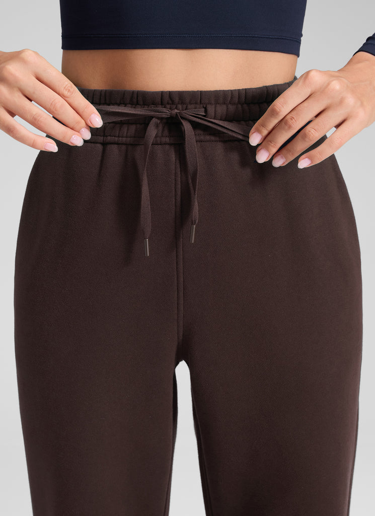 CRZ YOGA Women's Cotton Fleece Lined Casual Straight Leg Pant 32'' Hot Fudge Brown