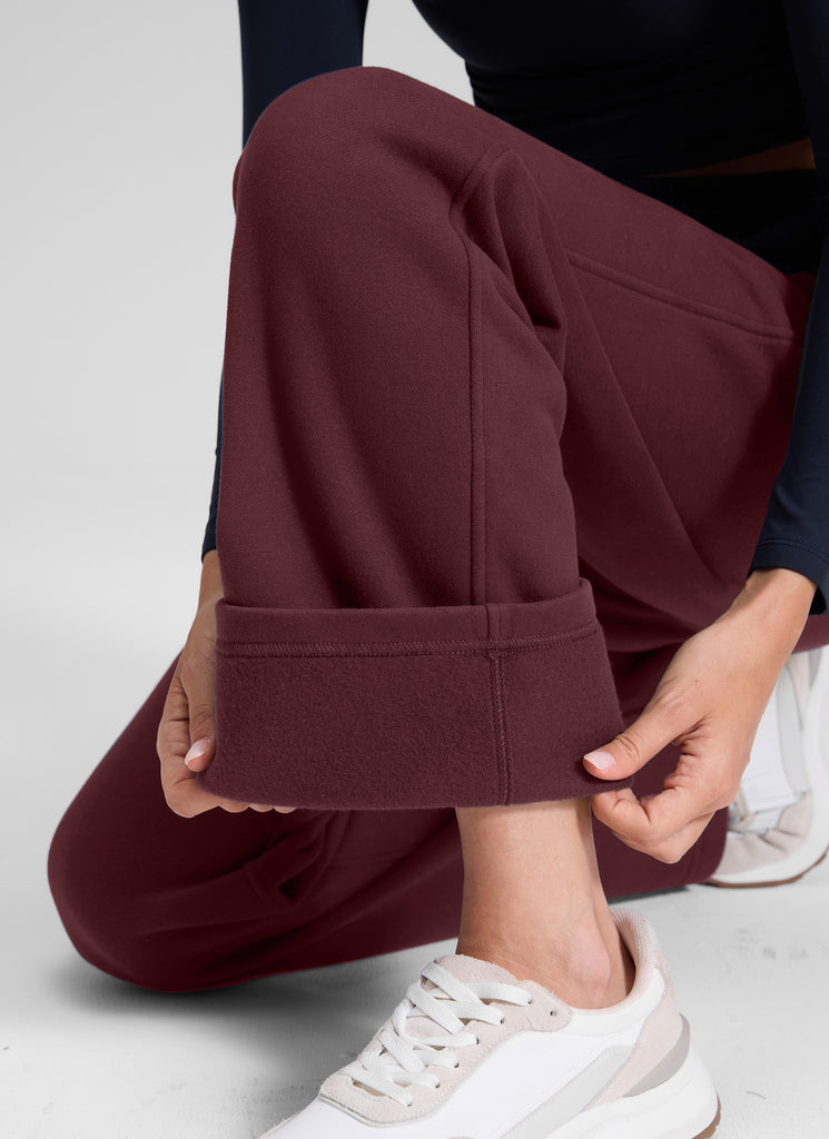 CRZ YOGA Women's Cotton Fleece Lined Casual Straight Leg Pant 32'' Milky White