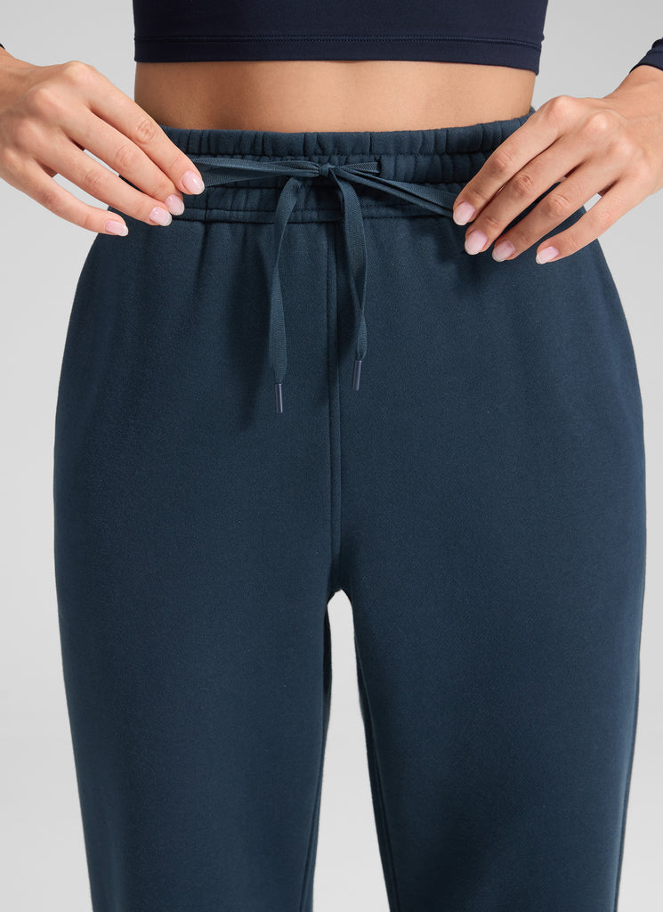 CRZ YOGA Women's Cotton Fleece Lined Casual Straight Leg Pant 32'' Milky White