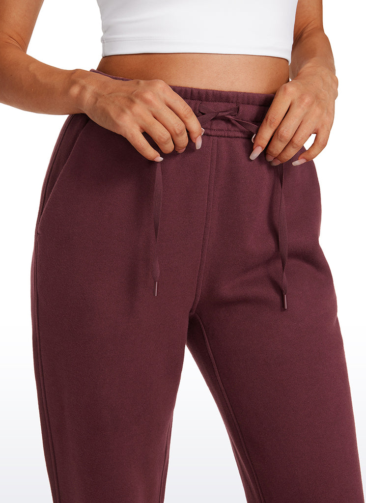 CRZ YOGA Womens Cotton Fleece Lined High Rise Sweatpants Joggers 28'' Dark Red 2