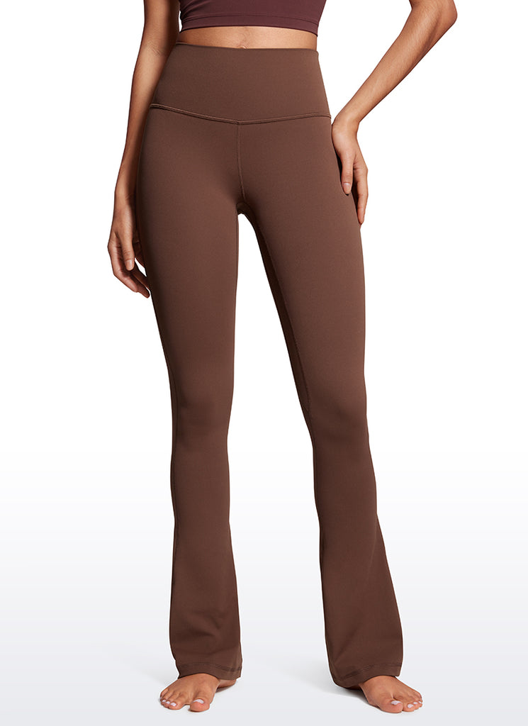 CRZ YOGA Women  Butterluxe High Waist Pockets Mini Flared Leggings 32" Black Classic