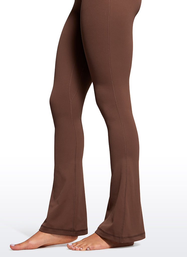 CRZ YOGA Women  Butterluxe High Waist Pockets Mini Flared Leggings 32" Coffee Brown